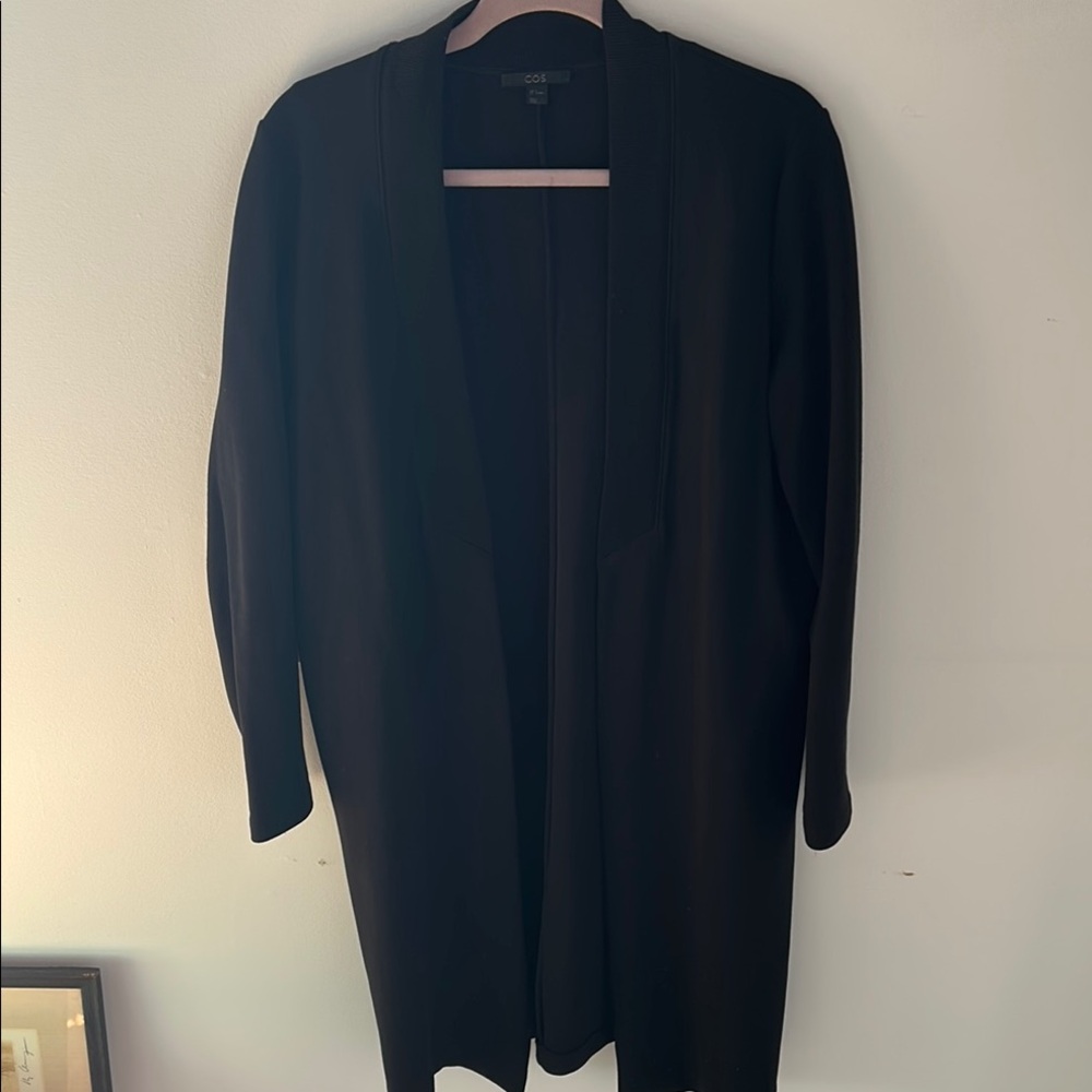 Black Open Front Long  Cos Cardigan, size small